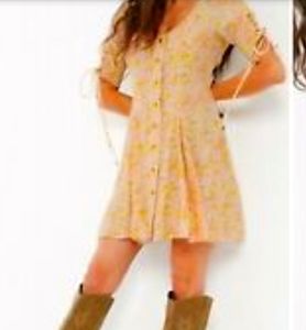 Free people floral lace up dress